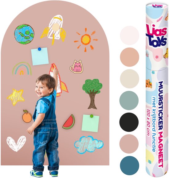 Magnetische muursticker met krijtbord functie - 100x80 - Muurboog - Magneet sticker - Magneetbord - Camel pink