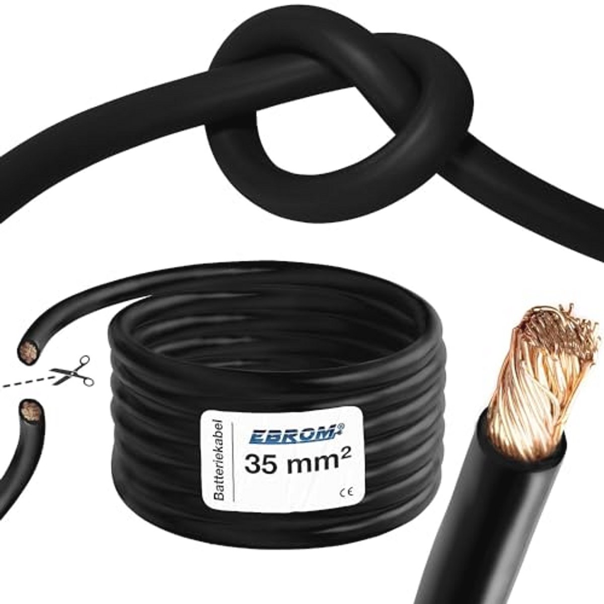 Zeer Flexibele Batterijkabel 35 mm² per Meter - Zwart