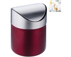 1-delig — tafelblad afvalemmer — roestvrij staal — bureau opbergbak — mini flip over — home car — geschikt voor de opbergbak — 12*16cm — rood