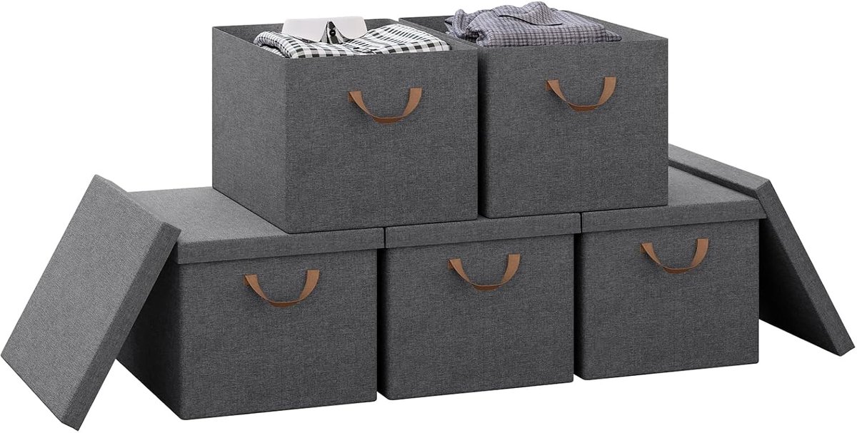 Opbergdoos-5 stuks-48 x 30 x 36 cm-grijs-c