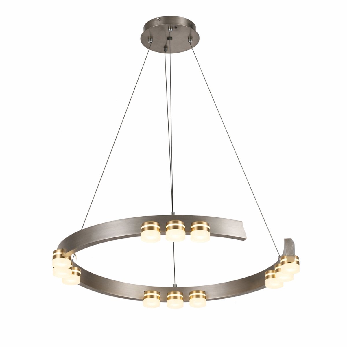 Hanglamp incl lichtbronnen - LED - geborsteld gun grey frame - Ø60cm