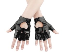 Half Finger Gloves Vrouwen Leder Zwart - Vingerloze Handschoenen Dames Tieners Cosplay - Halloween Kostuum Accessoires - Geschikt voor Feestjes Theater Optredens - Zwarte Kort Zacht-Kunstleder Model