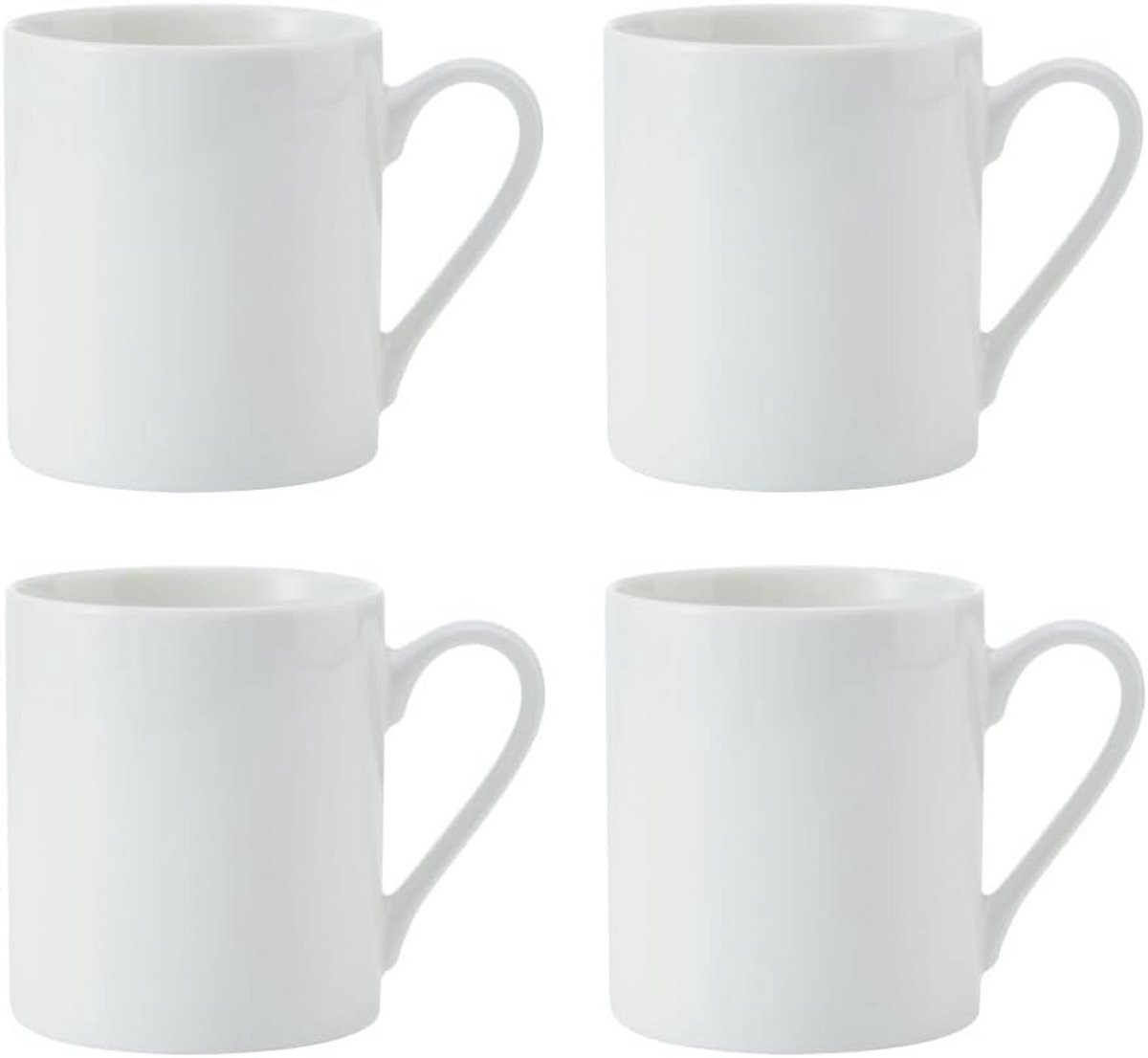 Set van 4 Witte Grote Koffiemokken Fijn Porselein 380ml in Geschenkdoos