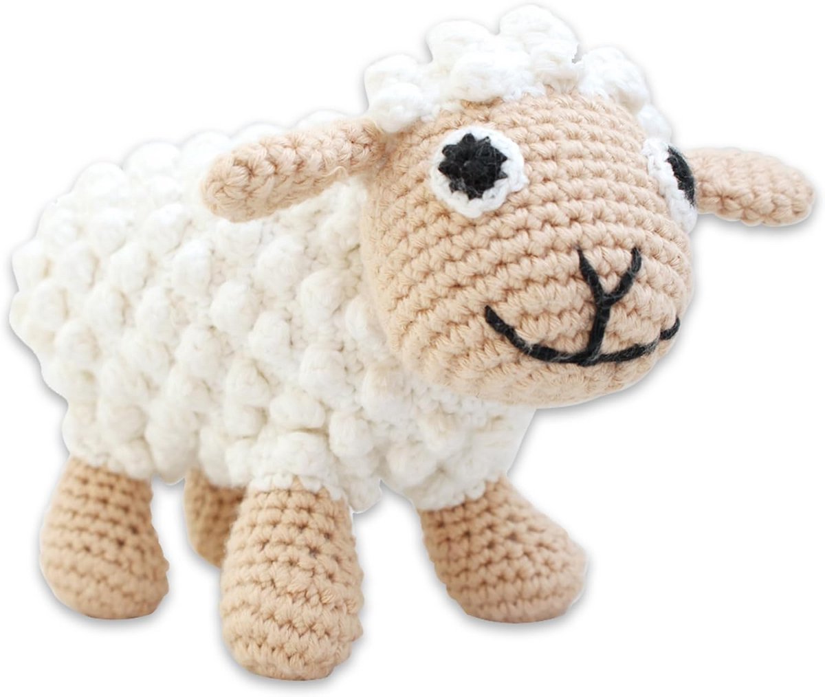 Zacht Schapen Knuffel met Rammelaar - 17 cm - Wit/Grijs