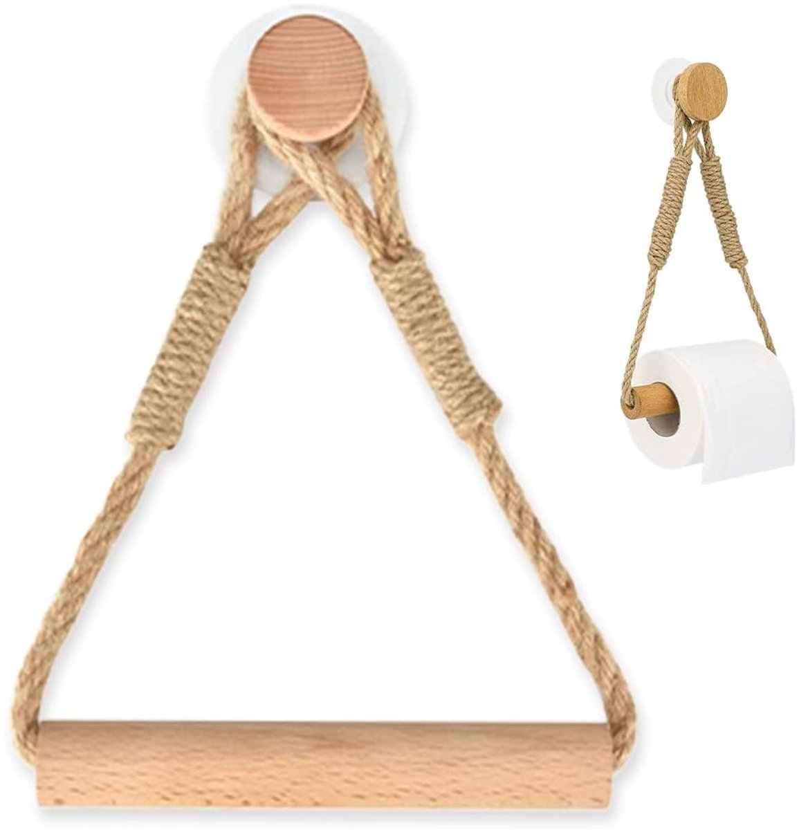 Toiletpapierhouder zonder boren - vintage stijl - 1 stuk - industrieel touw