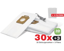 30x Stofzuigerzakken geschikt voor Nilfisk King / Extreme + 3 Filters - Duurzaam Karton Zonder Plastic - 3D Stofzakken + 3 Hygiëne filters - Premium kwaliteit - Multi lagen - Anti Allergie - Geschikt voor o.a. King, Extreme, Power en Elite Series