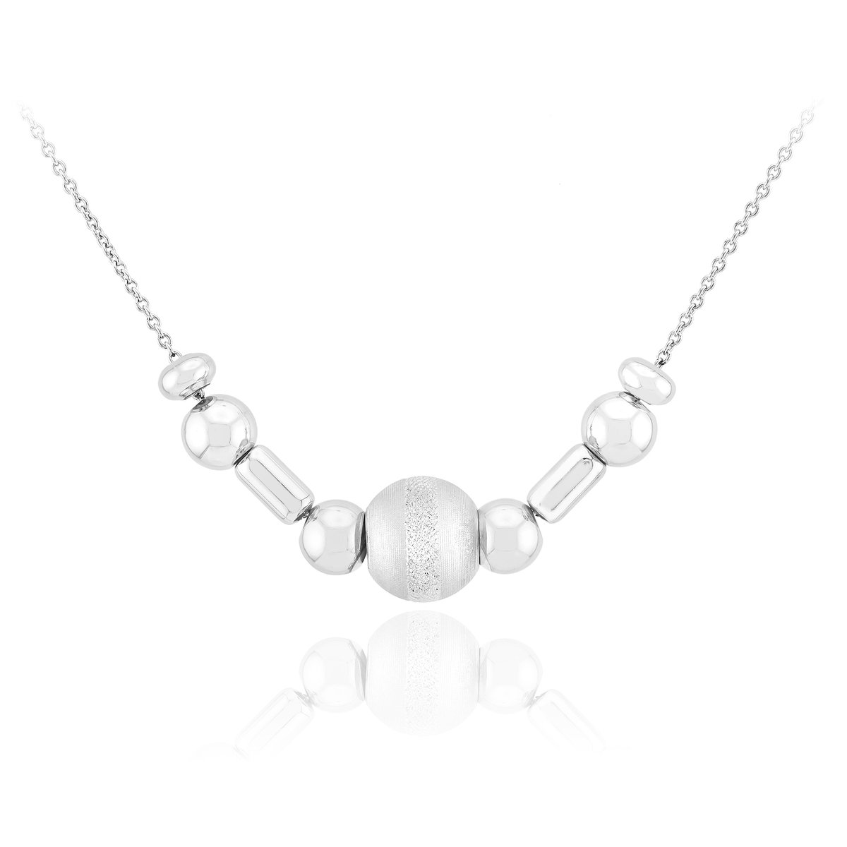 Cavill - Elegante Halsketting 925 Sterling Zilver Geplatineerd - Verstelbaar 45,7-50,5 cm - Bolletjes Design - Dames