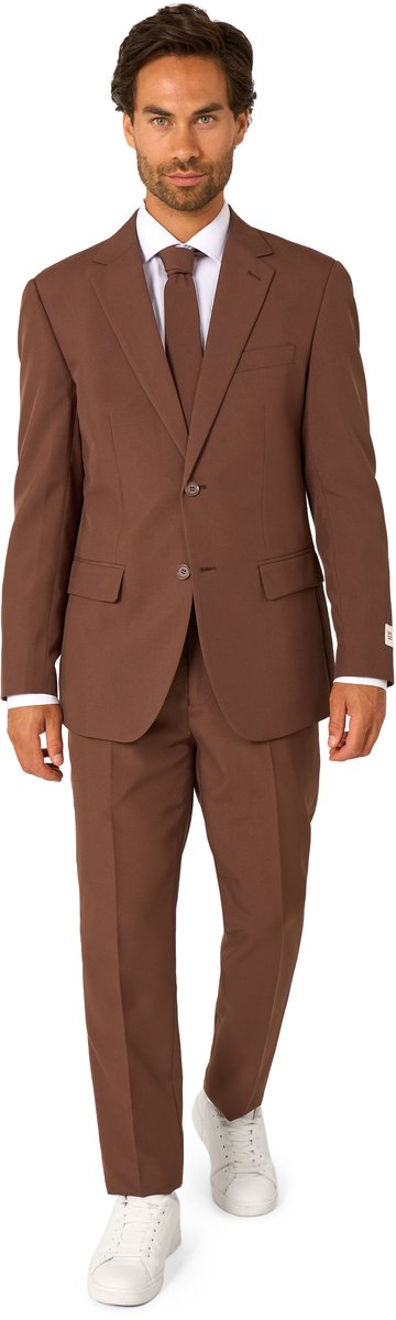 OppoSuits Bold Brown Mannen Pak - Heren Kostuum - Donker Bruin - Maat EU62