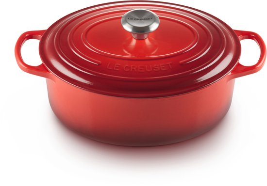 Gietijzeren ovale braadpan in Kersenrood 29cm 4,7l