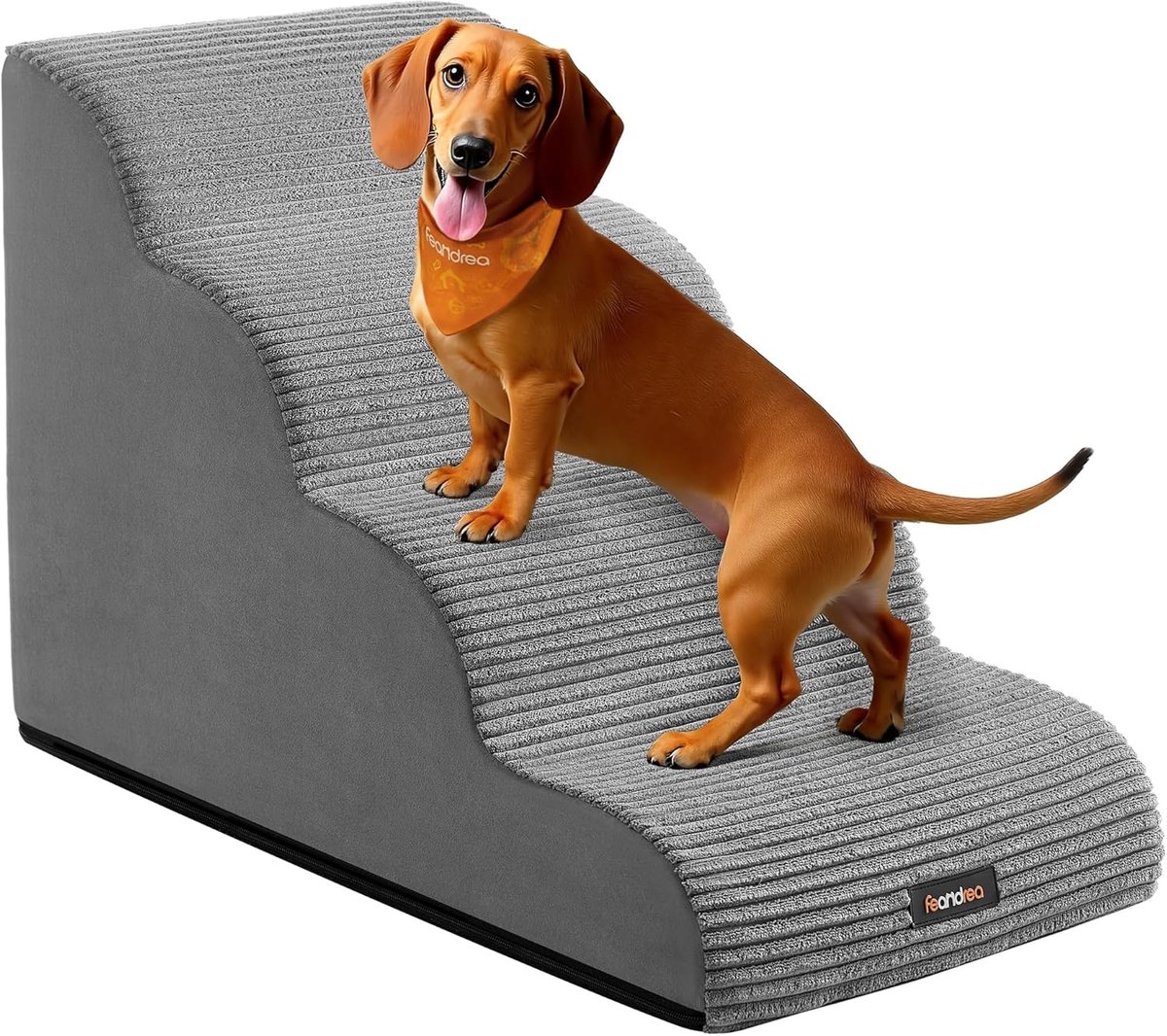 Hondentrap – 4 treden – Voor kleine honden – Antislip – Afneembare hoes – Grijs