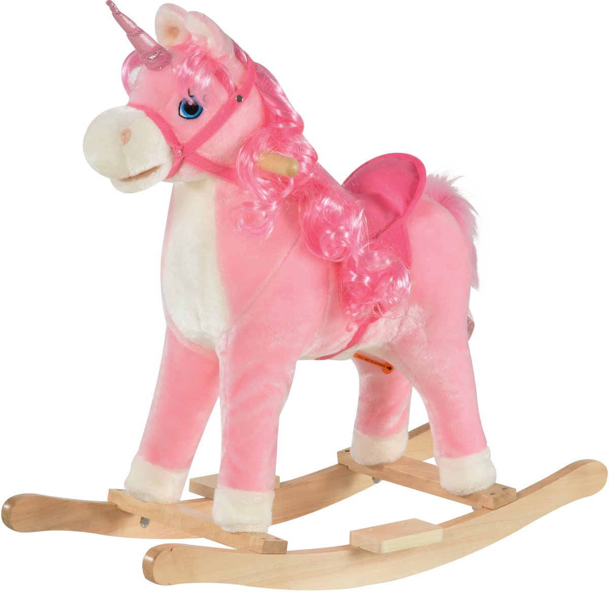 HOMCOM Kinderschommelpaard - Hout - 74x33x62cm - Roze