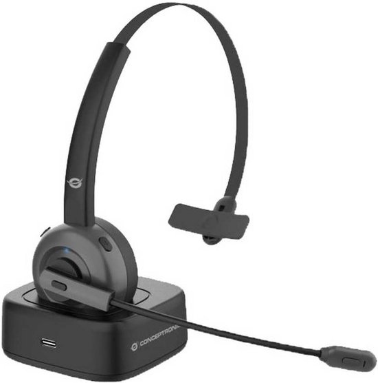 Call Center Headset, Noise Cancelling Comfort 300° Flexible Noise Cancelling Microphone, Bluetooth Headset with 10M Wireless Range, with Magnetic Charging Base Suitable for Office Class