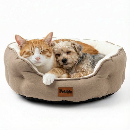Pebble Ruim formaat kattenmand kattenhuis pluche grijs