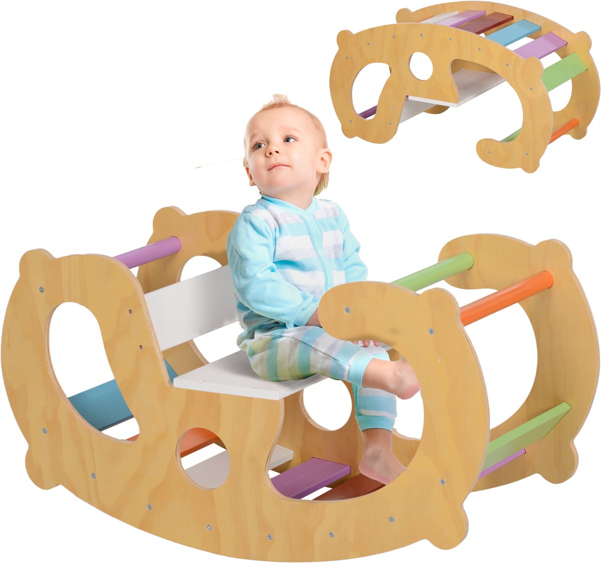 AIYAPLAY Kinderklimtoestel - Hout - 91x41x48cm - Meerkleurig