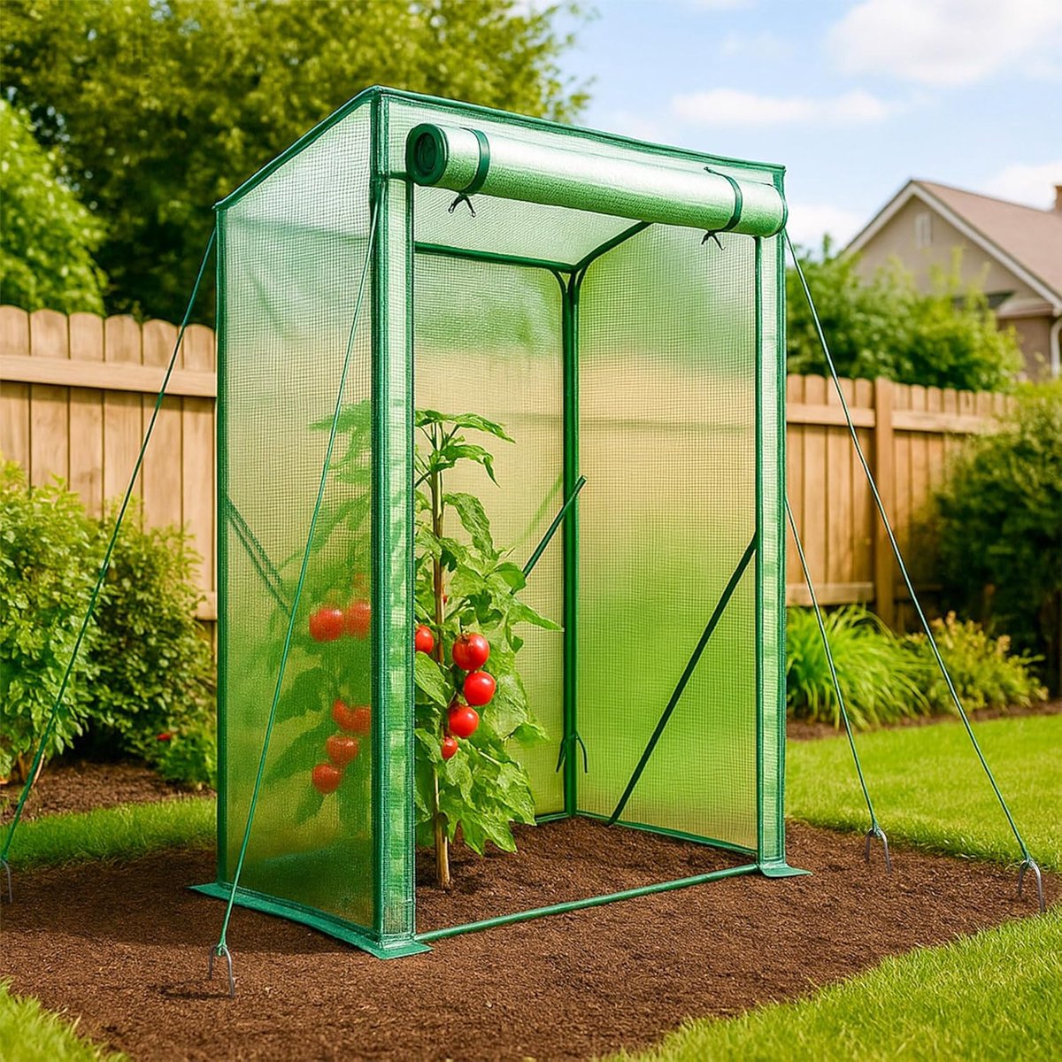 Candala Kweekkas Foliekas 100x50x150 cm, Schuin Dak Kas, Tuinkas voor Tomaten Groenten Bloemen & Fruit, Versterkte PE-Folie 135 g/m², Groen