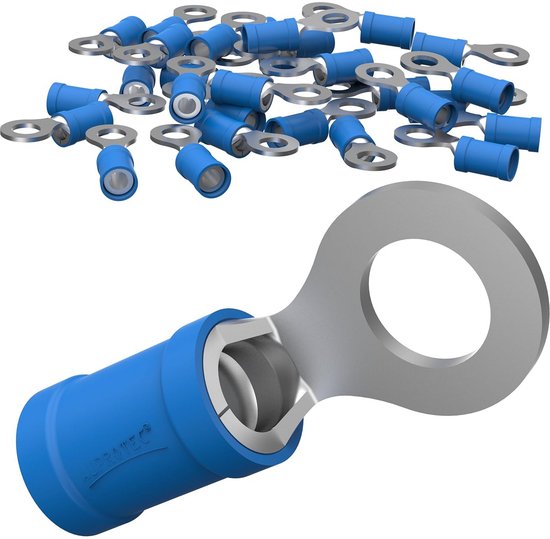 AUPROTEC Ringkabelschoenen Set – 10 Stuks Blauw, 1,5-2,5 Mm², M8 Gat, Vertind Koper, PVC Geïsoleerd, Voor Kabelverbindingen