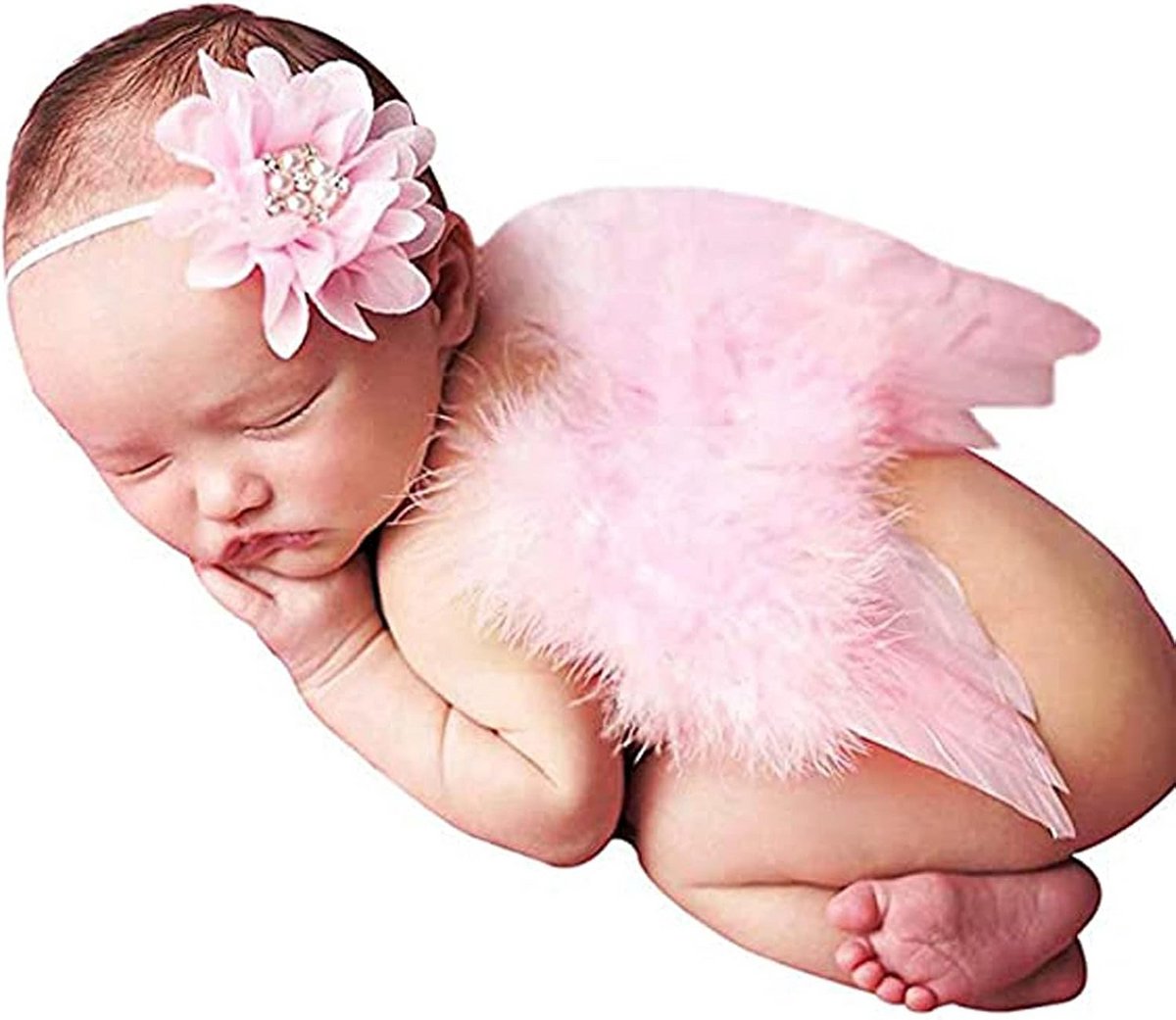 Fotografie Set Pasgeboren Engelen Vleugels en Hoofddeksel voor Baby Meisjes