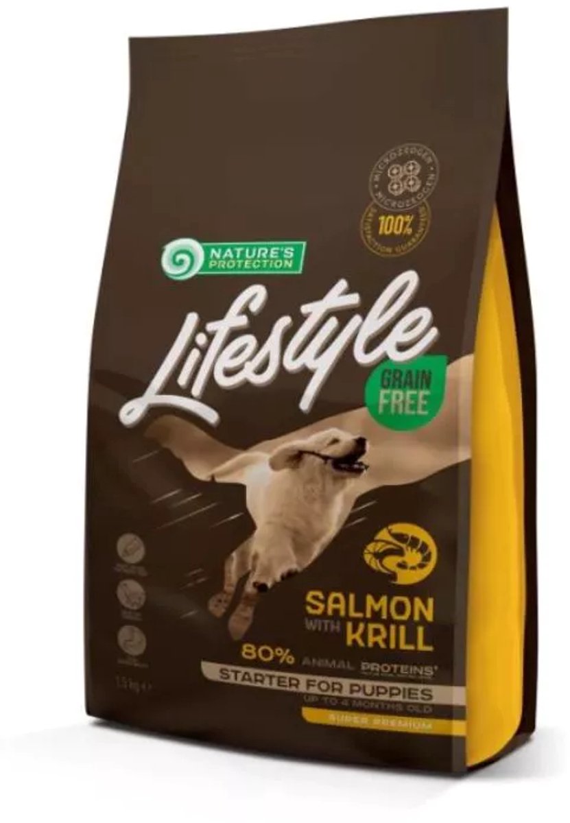 Nature's Protection Lifestyle - hond - alle rassen - puppy - graanvrij met zalm & krill - 1,5kg