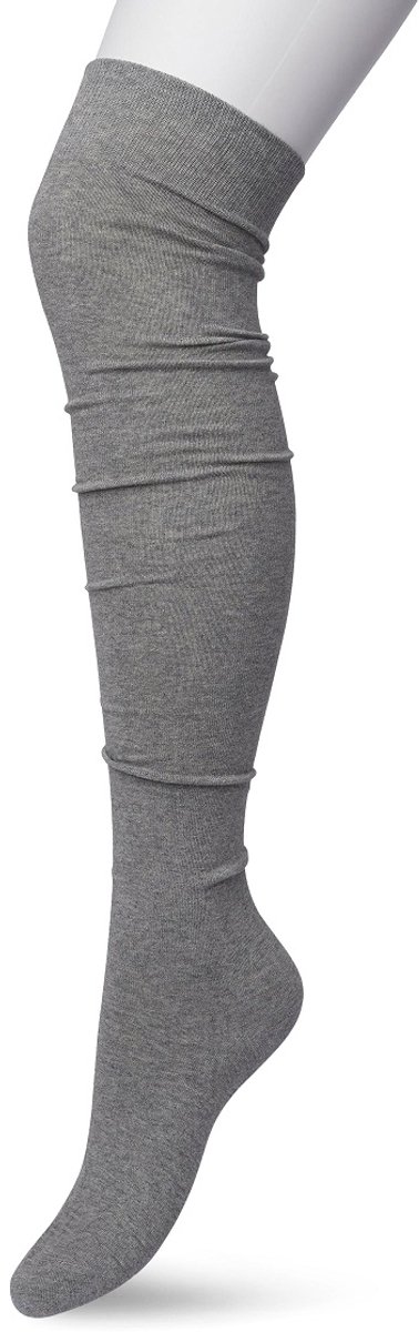 Bonnie Doon Overknee Kousen Licht Grijs Dames - Overknee Sokken - Over de knie - Katoen - Gladde Naden - Extra Comfortabel - Maximaal Draagcomfort - Warm - Overknees - Kniekousen - Lichtgrijs - Gemeleerd - Light Grey Heather - P53496.107