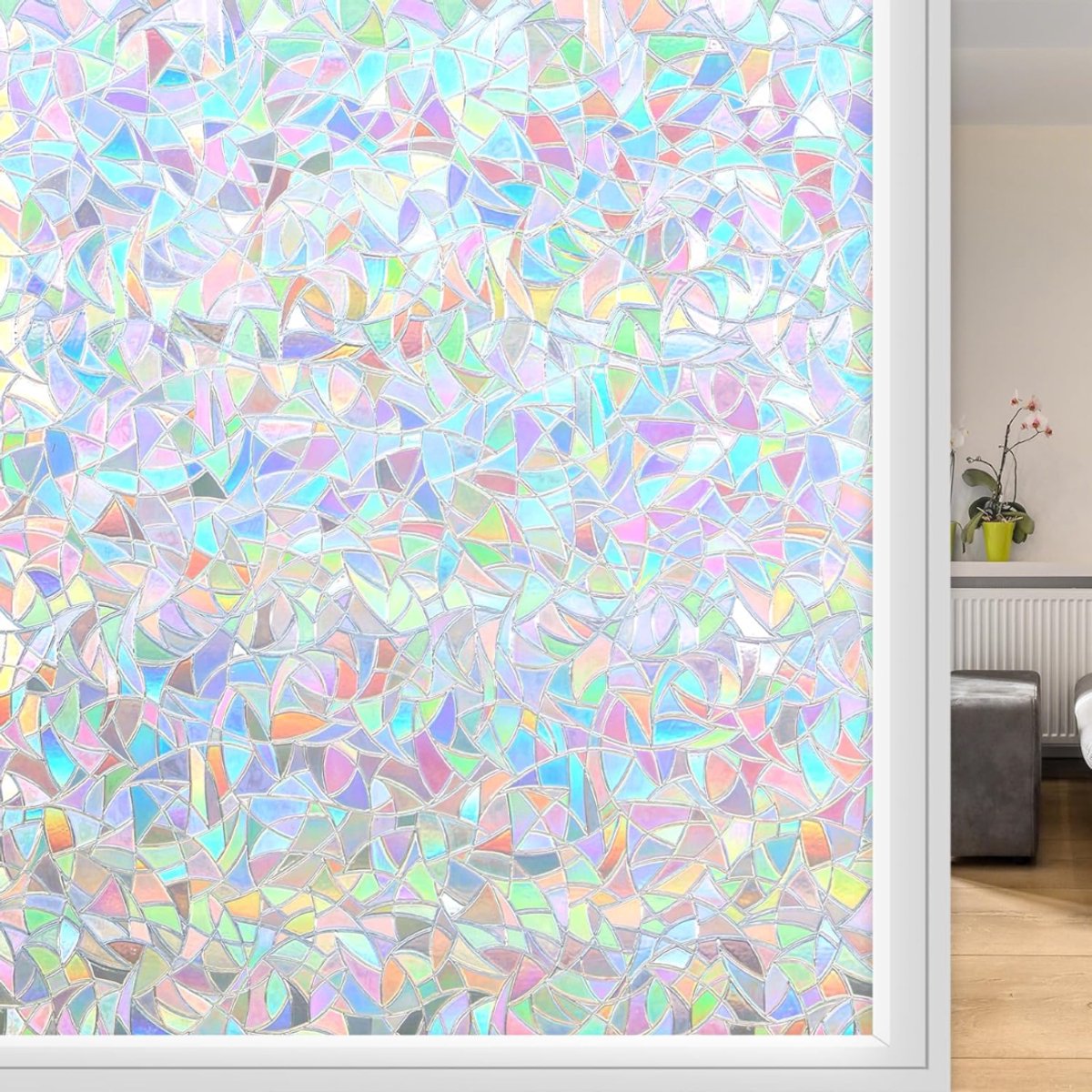 Raamfolie Glas in Lood - Zelfklevend - Antieke Look - Lood Regenboog