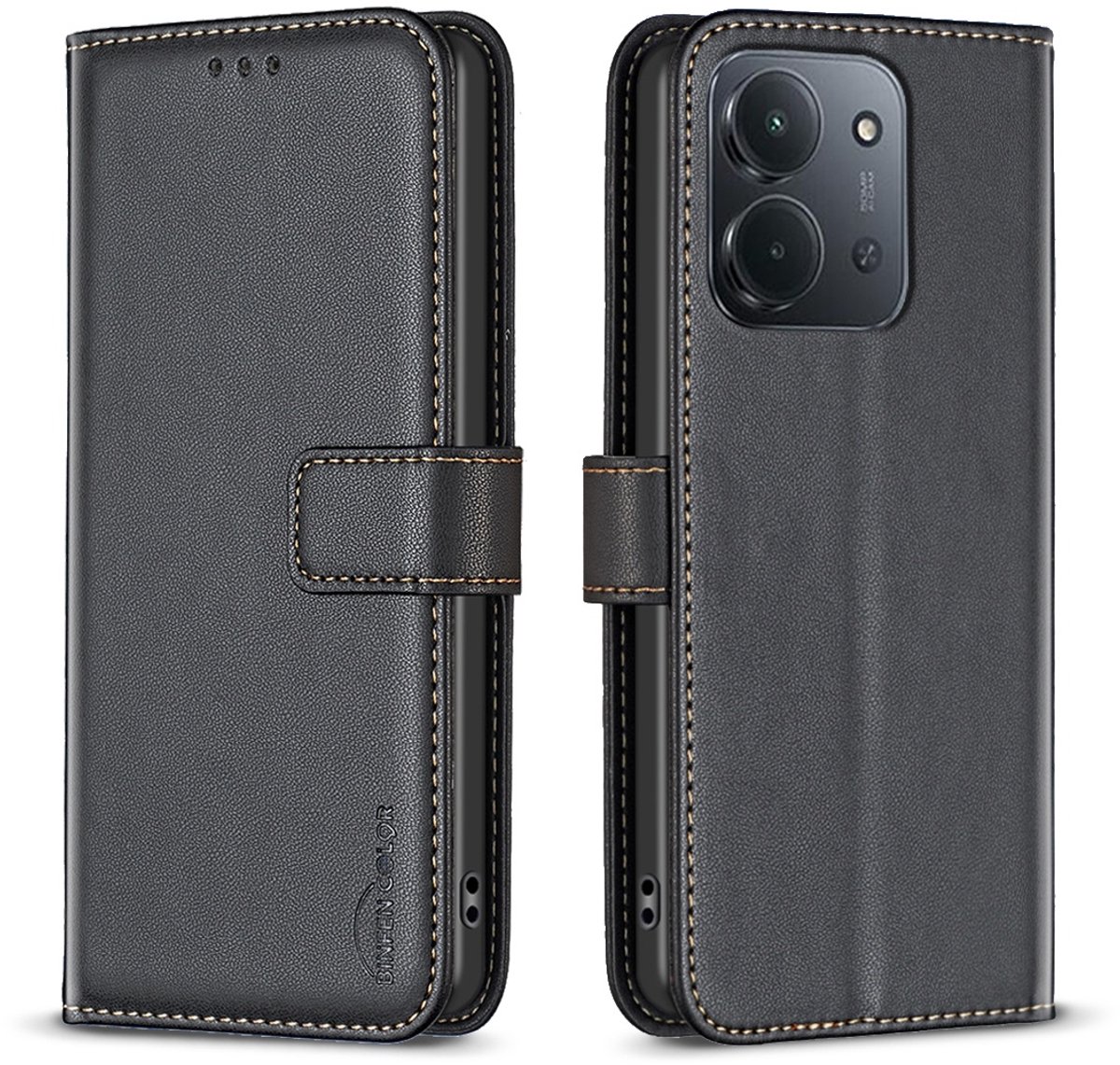 BINFEN Hoesje - Geschikt voor Xiaomi Redmi 15C Hoesje - BINFEN Book Case - Zwart