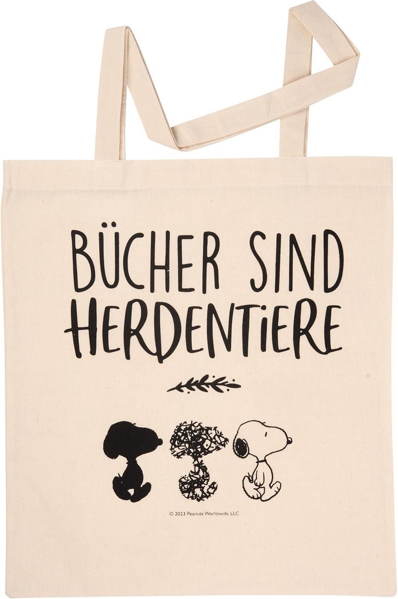 Katoenen Draagtas met Snoopy Illustratie - Duurzame Jute Tassen voor School en Boodschappen