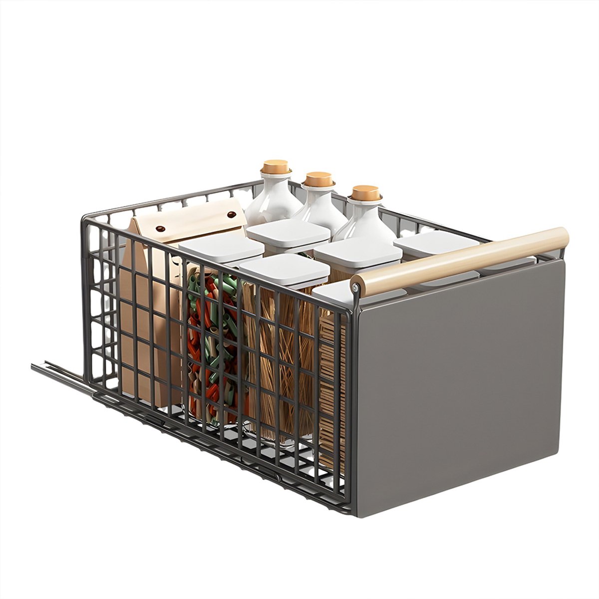 Schuiflade- Keukenlade Kast Organizer- Telescopische - Binnenlade Keuken -Gootsteenkast/Lade Organizer - Uittrekbaar en Verstelbaar - Grijs - 40x24x11CM
