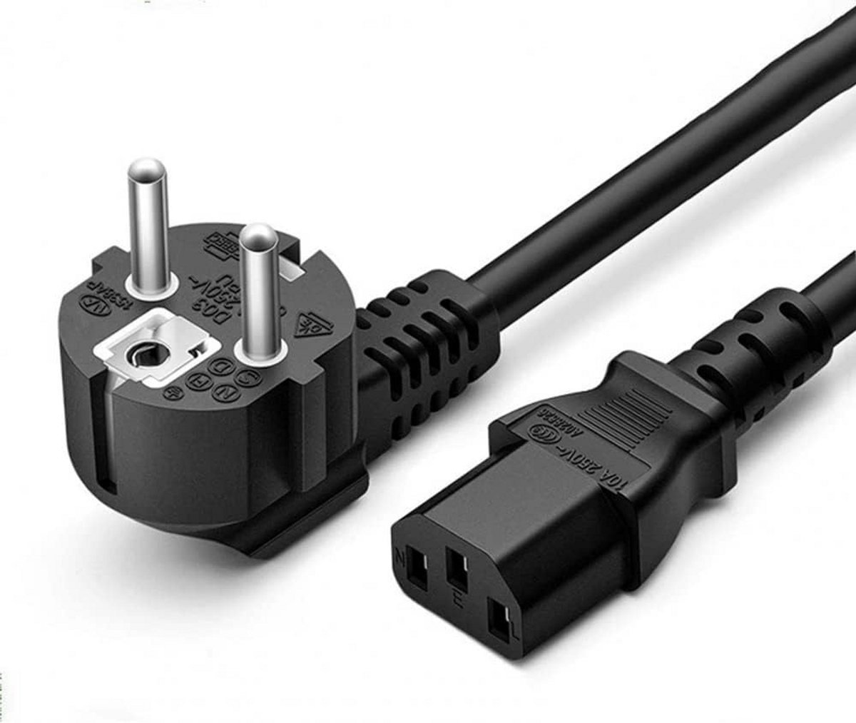 Stroomkabel Schuko naar C13 (2 meter) - Computer, Monitor, Printer - Zwart