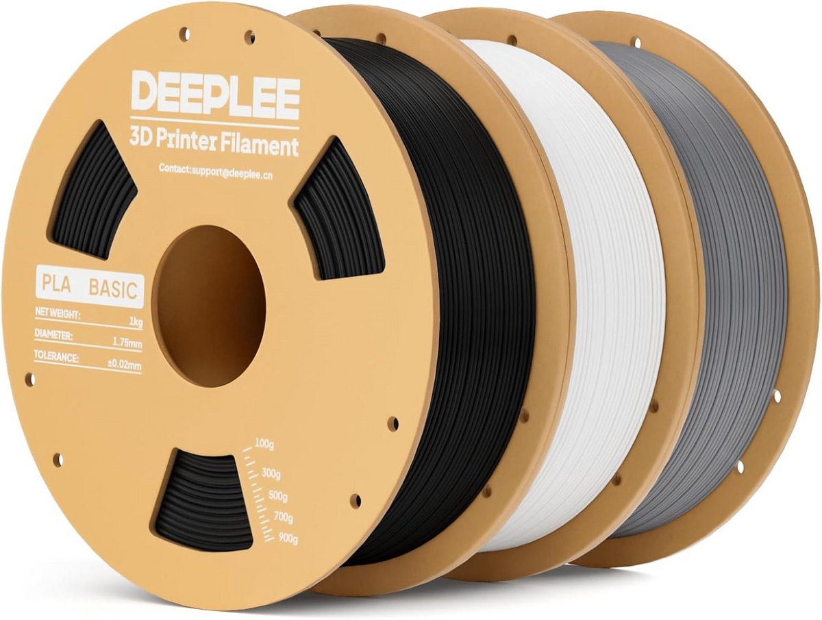 PLA 3D Printer Filament Set - 3 kg Zwart, Wit, Grijs - 1.75 mm - Hoge Precisie & Sterkte