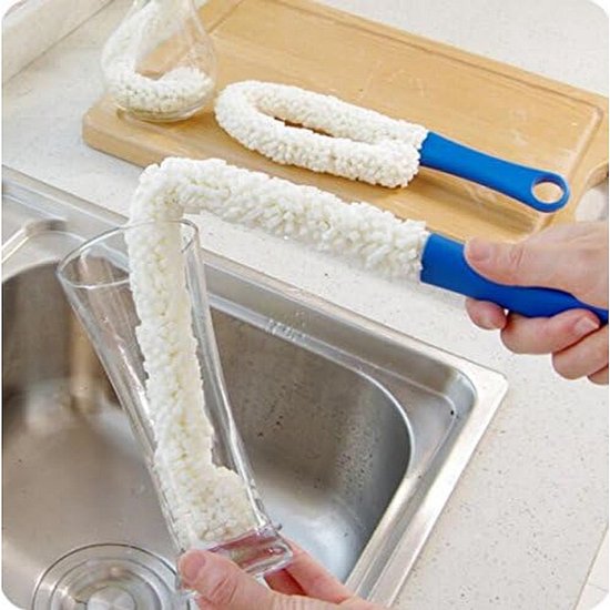 2 stuks Reinigingsborstel voor karaffen - 43 cm flexibel schuim - Reinigingshulpmiddel voor flessen met smalle hals - Reinigingsborstel voor wijnglazen - 42 x 2,6 cm - Reinigingshulpmiddel voor keukenglaswerk - Wit — afbeelding 5