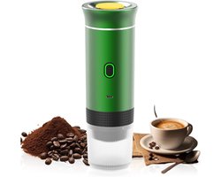 Draadloze Draagbare Espresso Machine - 3-in-1 Oplaadbare Koffiemaker voor Capsules en Poeder - 7500mAh - Geschikt voor Reis, Camping, Auto en Kantoor - Groen