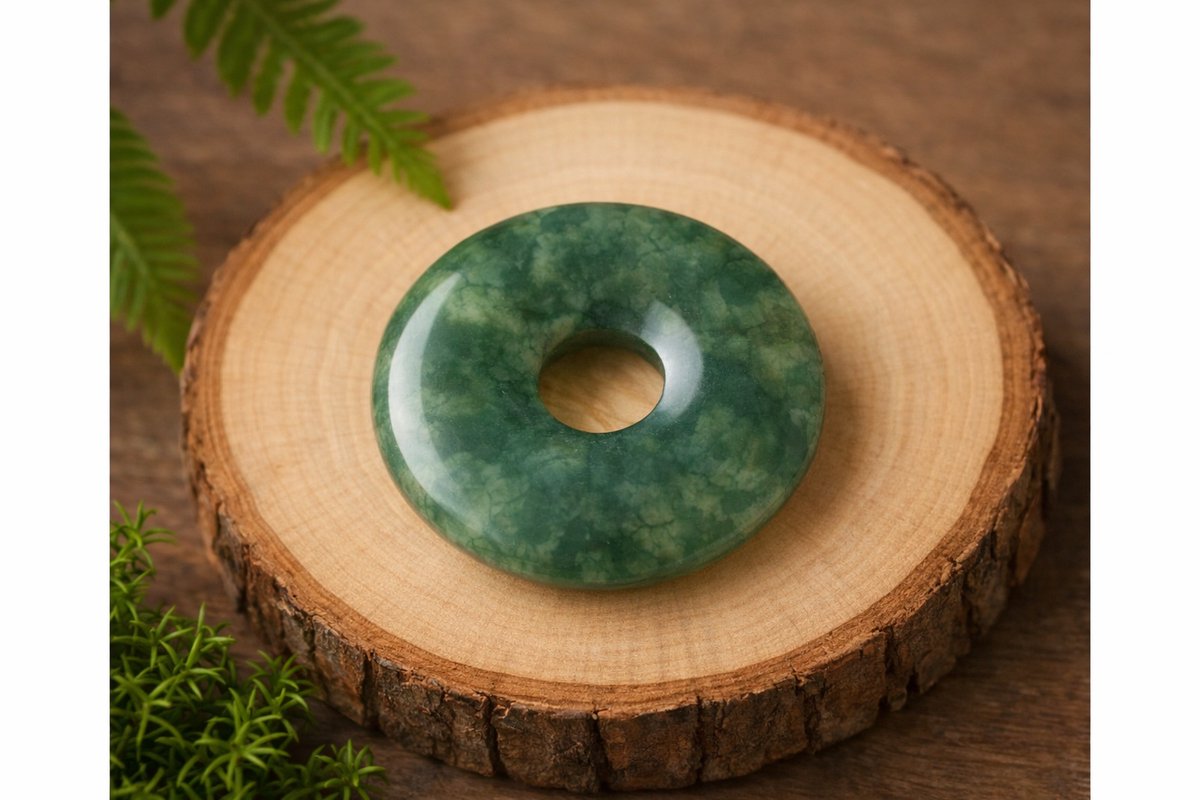 S4H - Gepolijste Donut mos agaat 30 mm