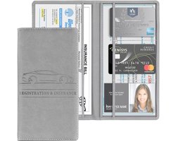 Car Protective Cover voor Glovebox - Documenthouder - Registratie en Verzekering - PU Leder - Glove Box - Organiser voor Belangrijke Documenten - Grijs - Compact