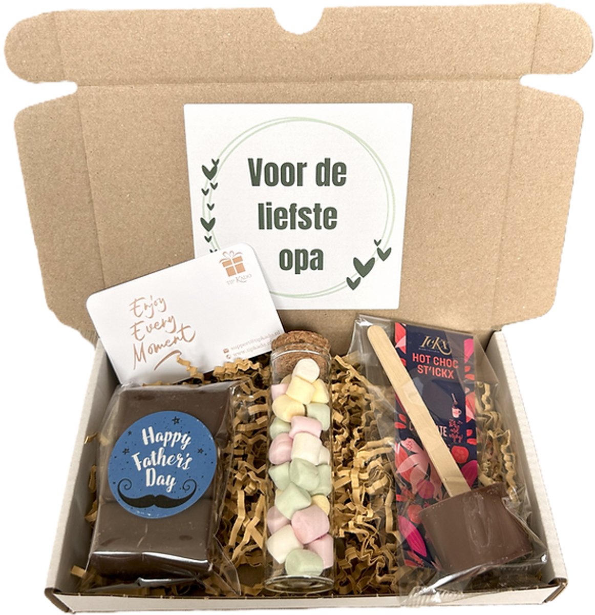 Opa choco mini brievenbus cadeau - Vaderdag - opa - chocolade - marshmallows