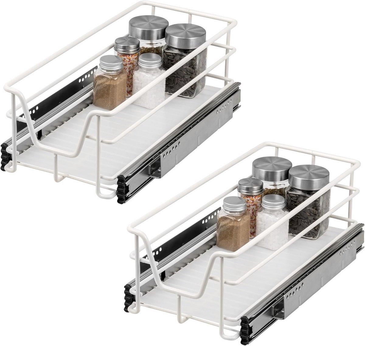 Set van 2 Telescopische Keukenlades 30 cm - Volledig Uittrekbaar met Inlegbodem