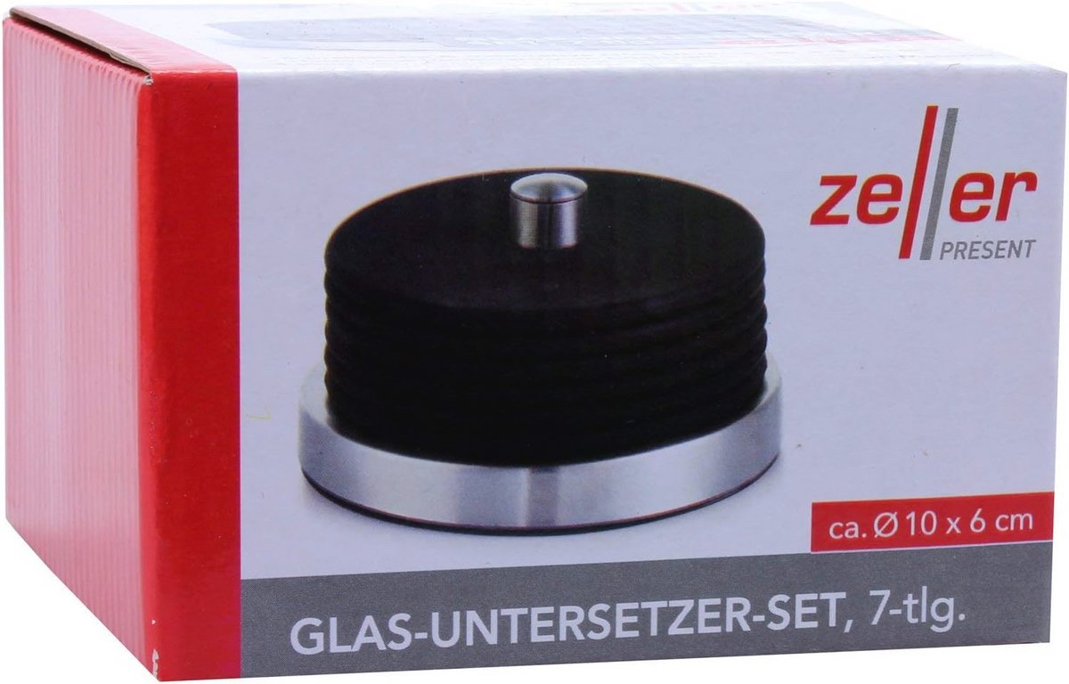 Glazen Onderzetterset - 7 Delige Set - Zwart
