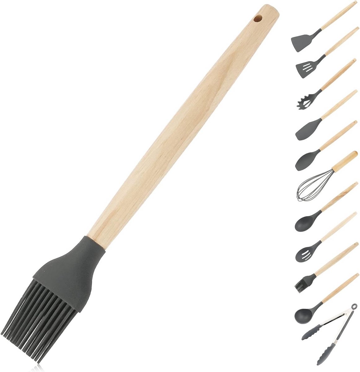 Hittebestendige Siliconen Basting Borstel voor Bakken en BBQ - 27 cm