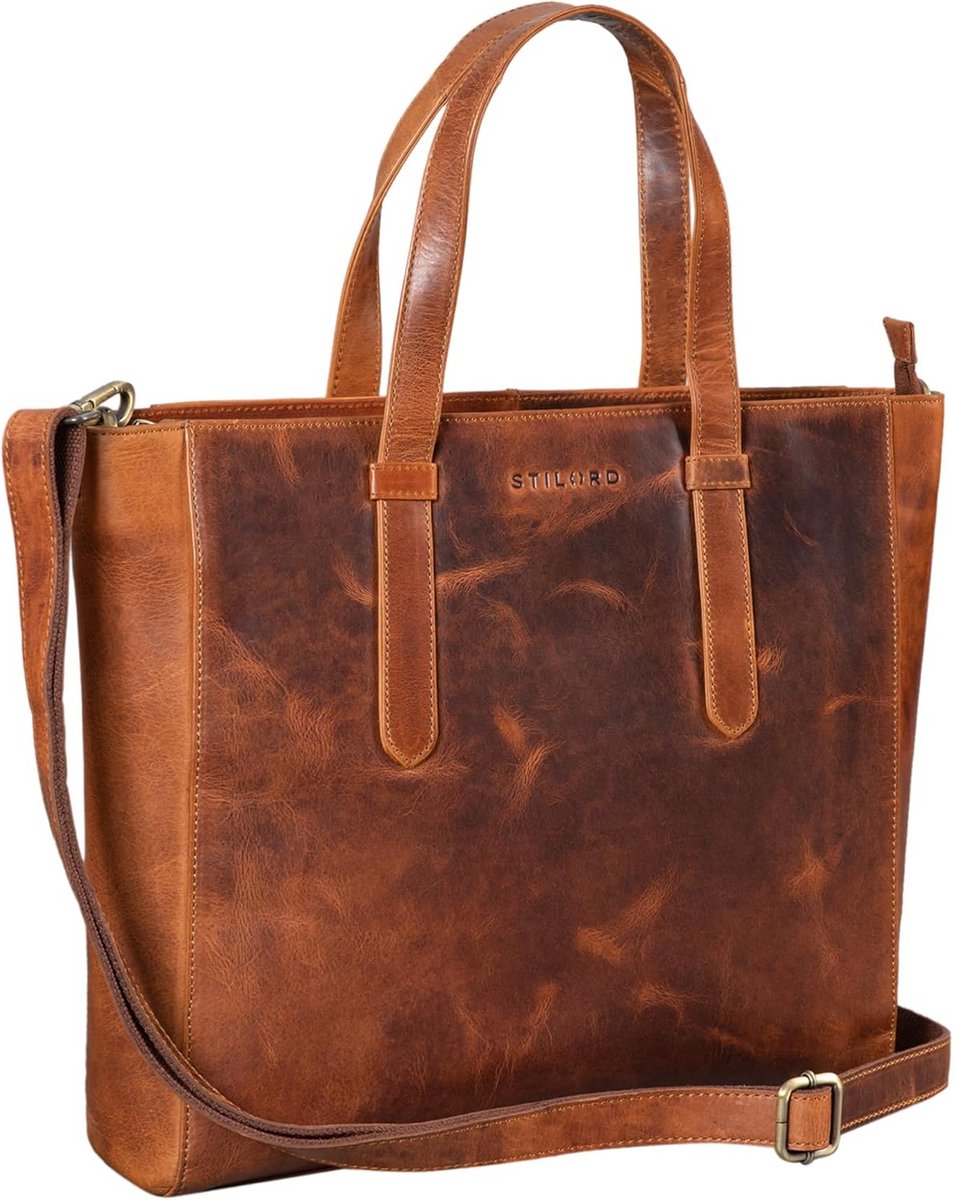 Grote Laptoptas Dames Leer XL Shopper Vintage Schoudertas
