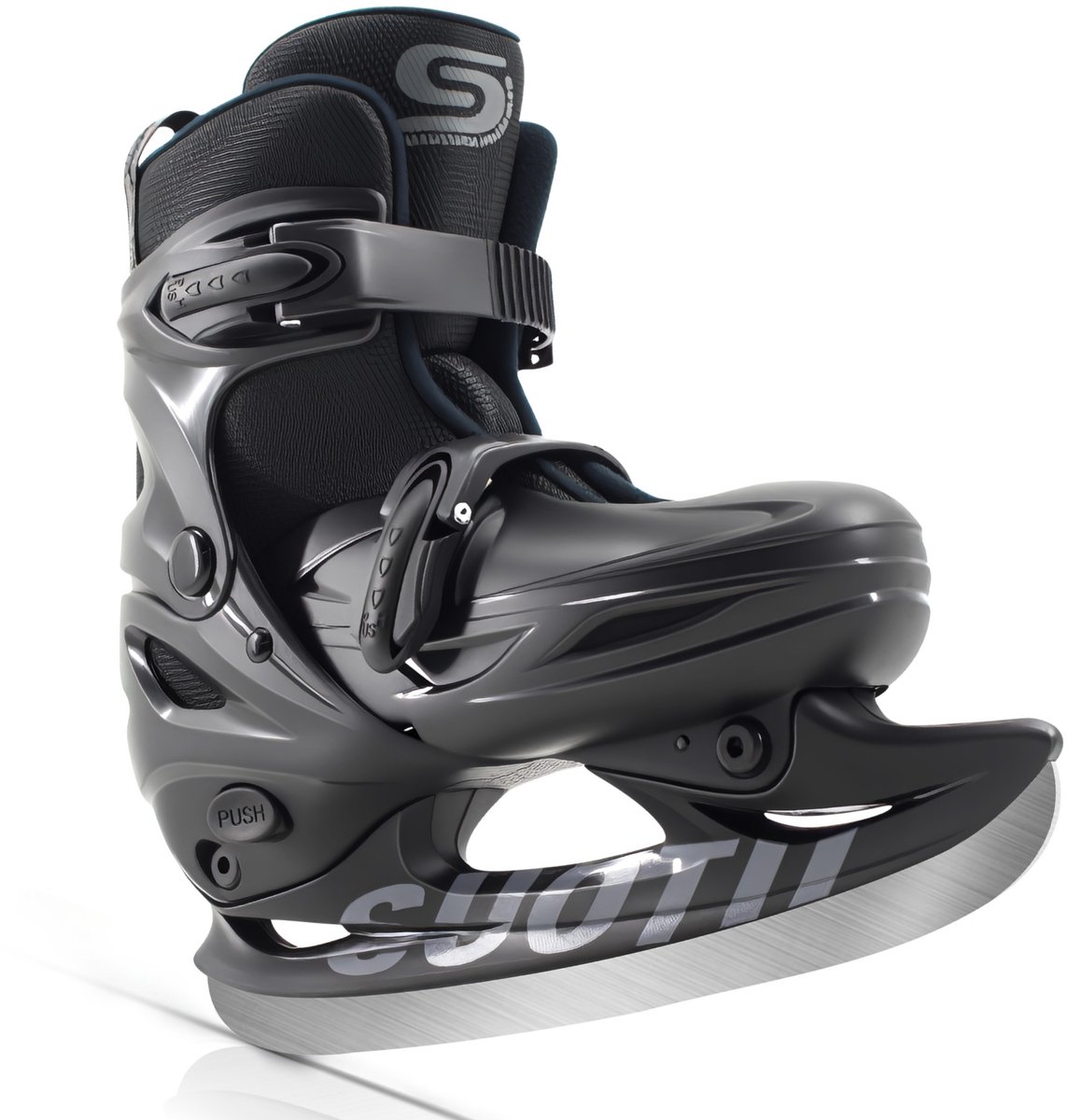 Suotu IJshockeyschaats - Verstelbaar - Schaatsen meisjes en jongens - Maat: EUR 32-36 - Zwart - M