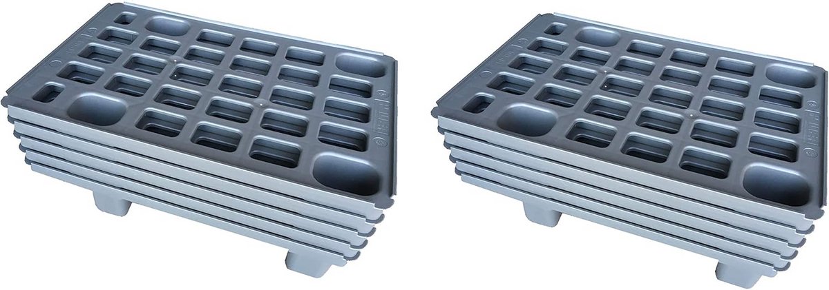 10x Lichtgewicht Kunststof Pallets 60x40 cm Nestbaar - 1/4 Europallet Formaat