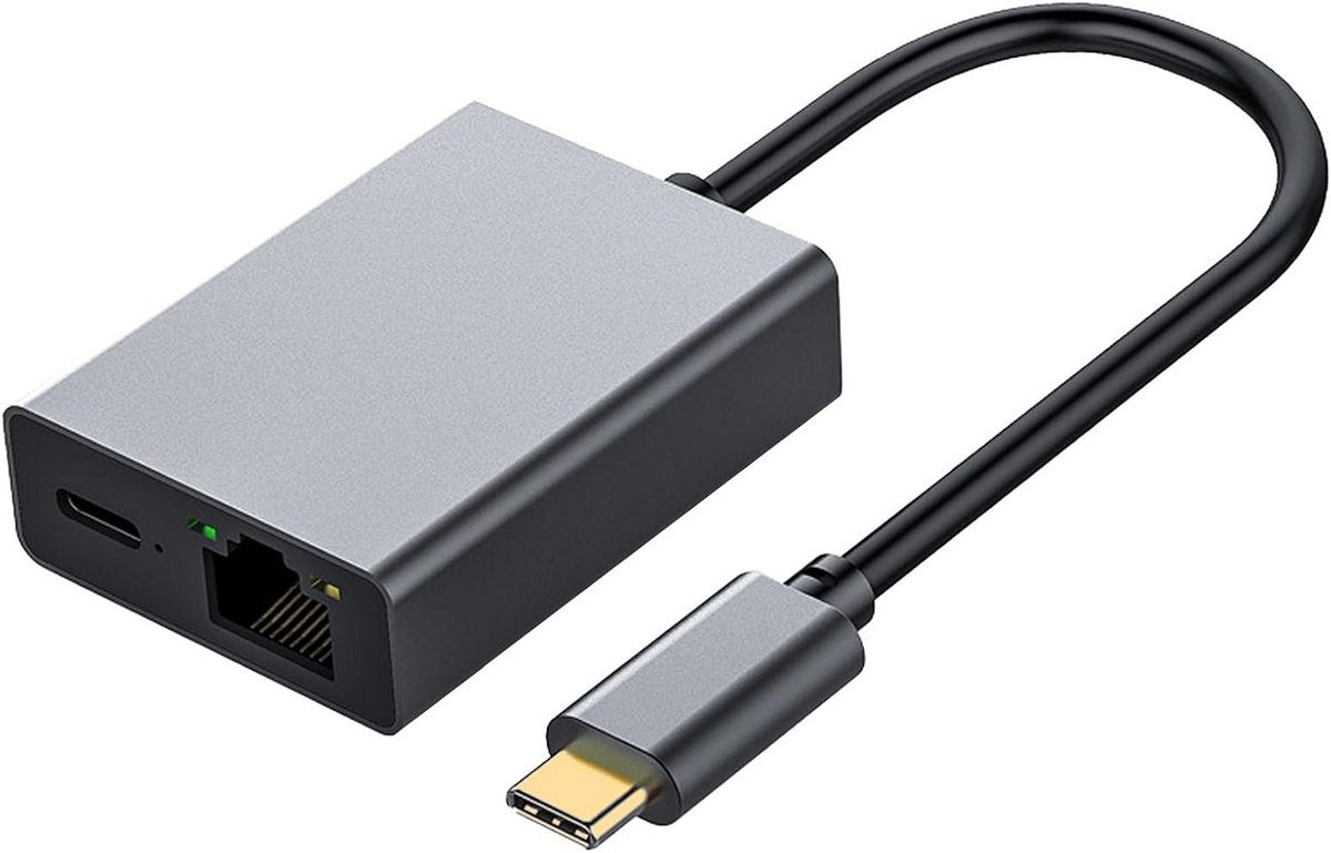 USB C naar Ethernet Adapter 1000 Mbps - Oplaadadapter en Netwerkoplossing voor Laptop en Mobiele Apparaten