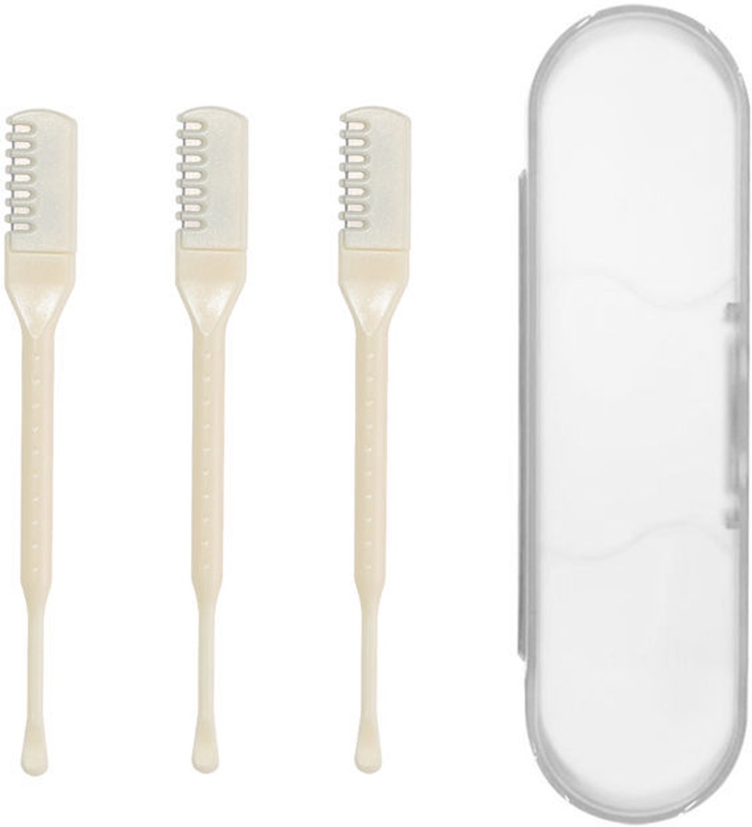 3 stuks - Neushaarmes - neustrimmer - neustrimmer mannen - neustrimmer vrouwen - dubbele kop - Handmatig - Lichtbeige