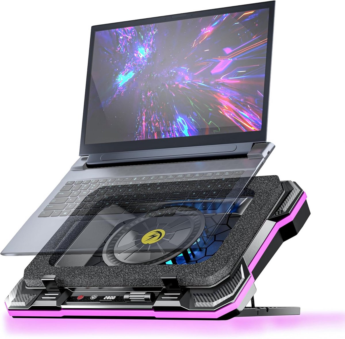 Krachtige Laptop Koelmat met RGB Verlichting en Variabele Snelheid Ventilator