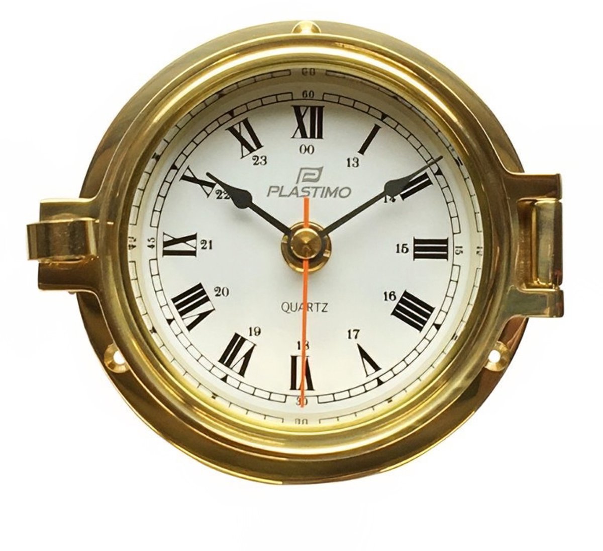 Plastimo - Koperen Klok 3 inch - Bootuitrusting - Quartz uurwerk - Schuin geslepen glas - Koperen huis