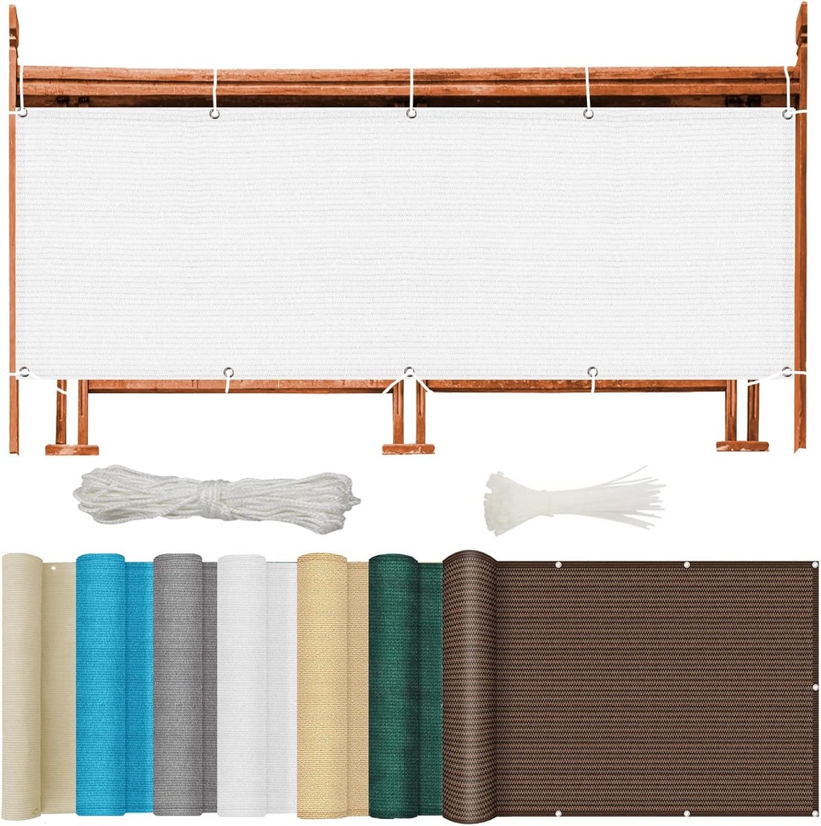 Privacy Scherm Balkon - 90x1000 cm - Wit - UV-bestendig en Scheurbestendig