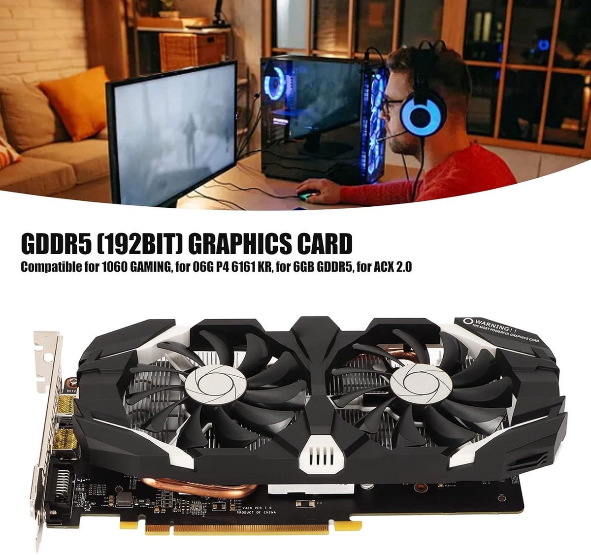 Grafische Kaart Voor Desktop Pc Met 1060 Gddr5 - Dual Fan - 4K - 6Gb 192Bit - videokaart - afbeelding 2