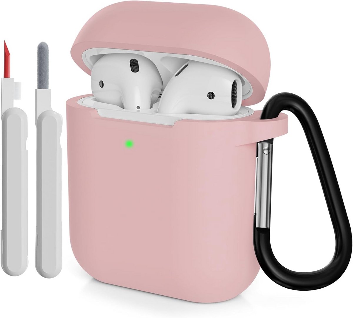 Zachte Siliconen Beschermhoes voor AirPods 2 met Reinigingsset - Schokabsorberende en Ultra Lichtgewicht Hoes - Roze