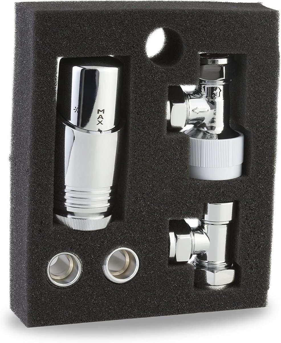 Chromen Thermostatische Radiatorklep - Hoekige en rechte ontwerpen voor optimale temperatuurregeling