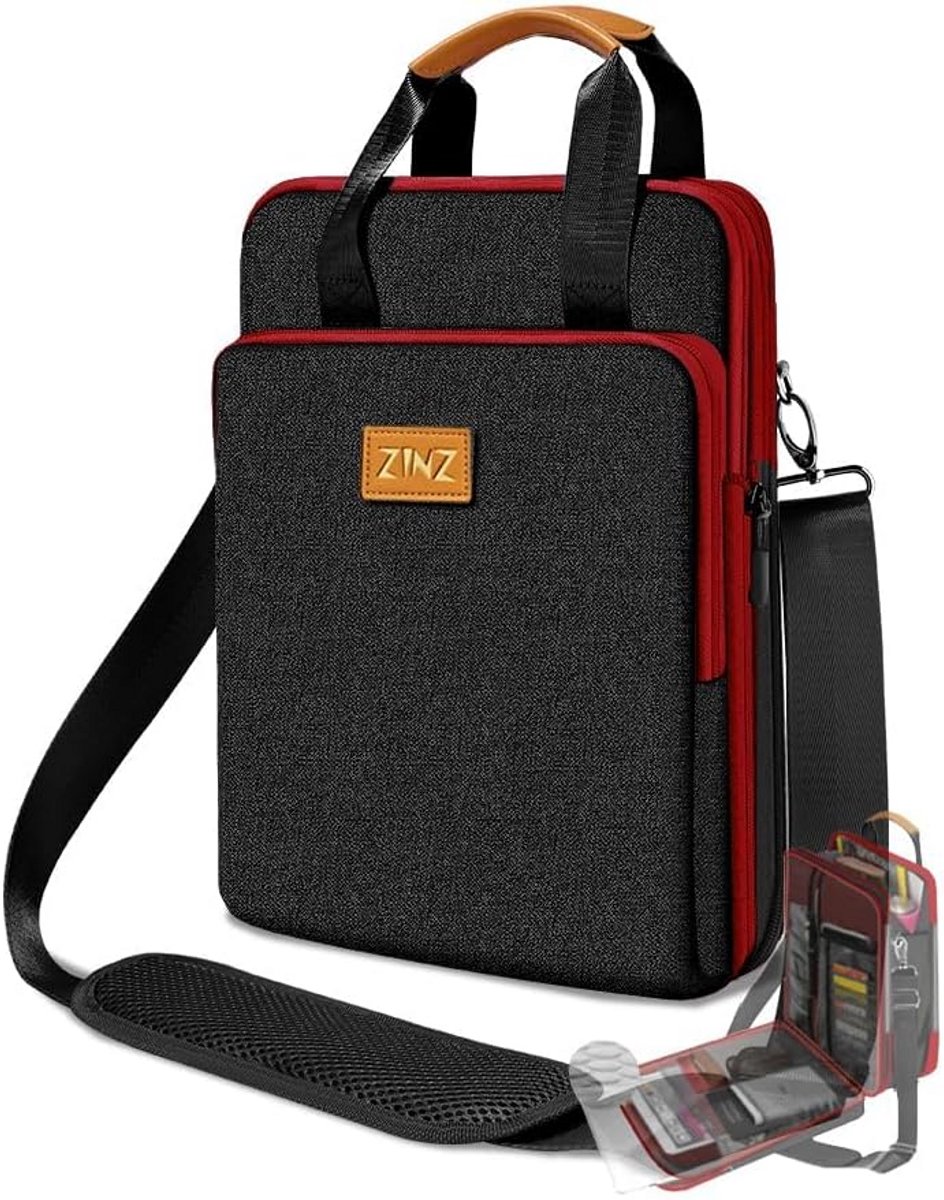 Laptoptas 13 inch Schoudertas met Uitbreidbaar Vak en Vak voor Waardevolle Spullen