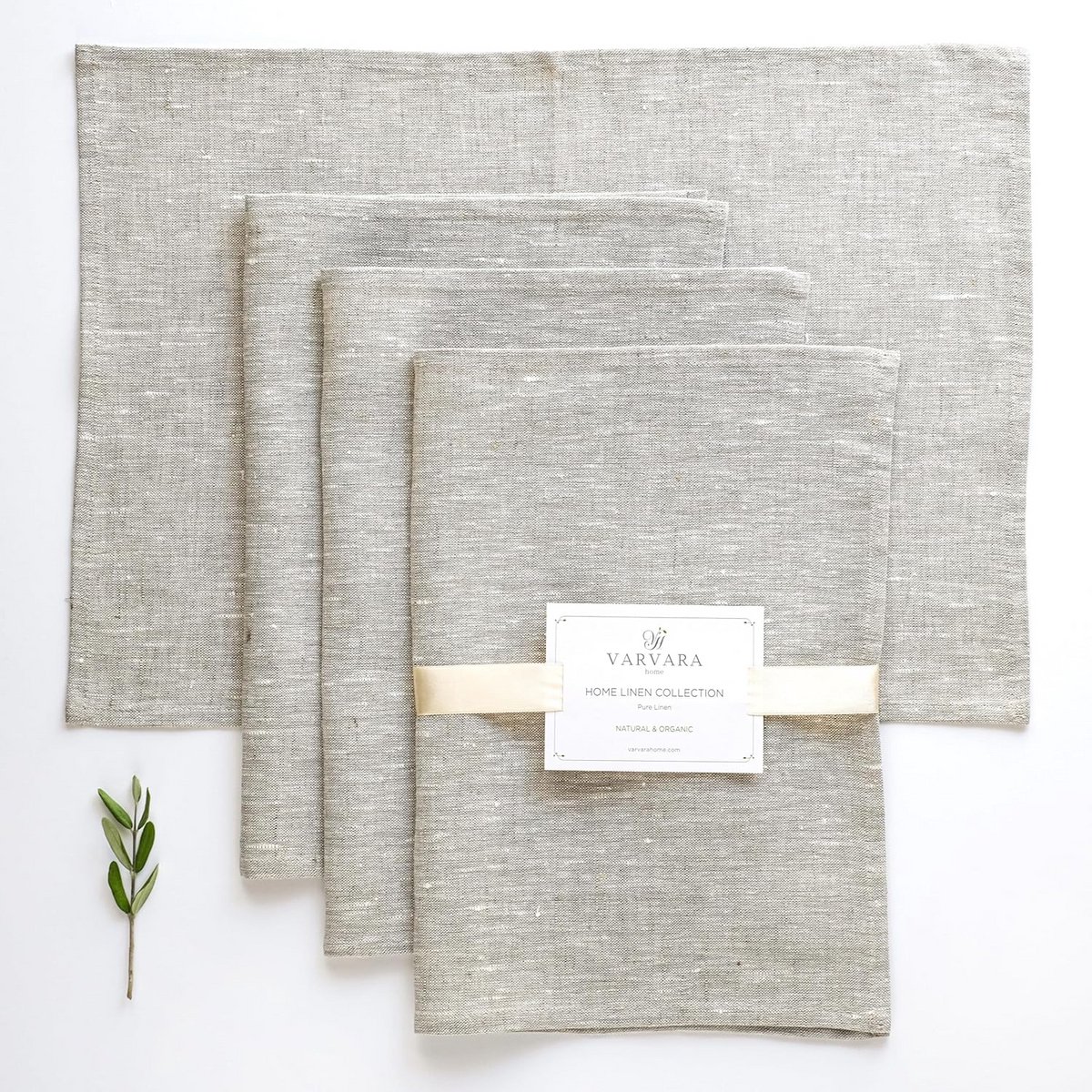 Set van 4 Linnen Placemats 50x35 cm Natuurlijk en Wasbaar